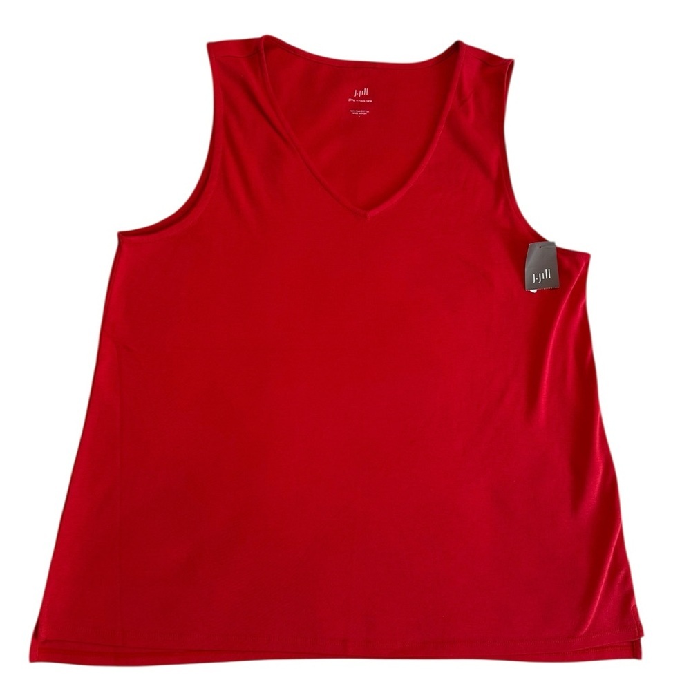 J. Jill Pima V-neck Geranium Tank Top Size L NWT - Picture 16 of 17